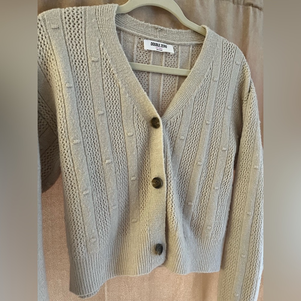 Double Zero Cream Button Up Sweater - image 2